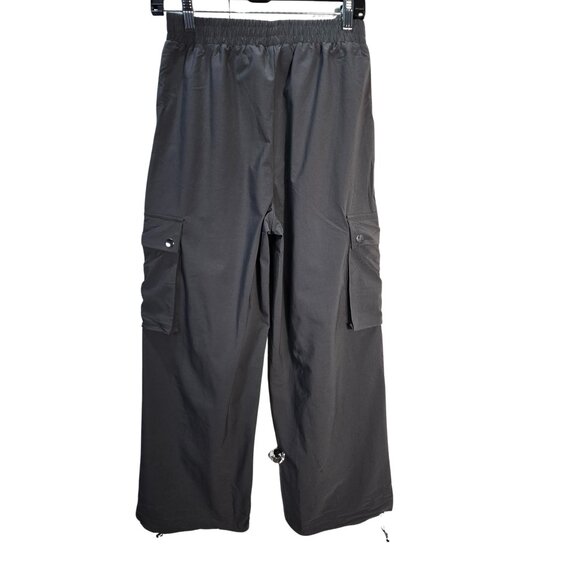 NWOT | Gray Wide Leg Cargo Pants Drawstring Elastic Waist Bottom Ties | Small - Picture 2 of 5